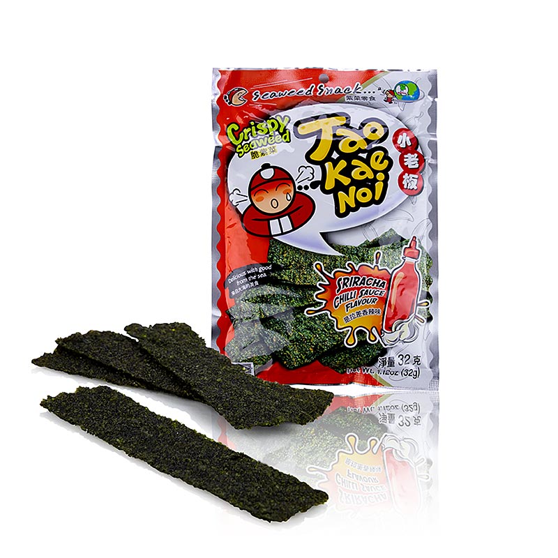 Taokaenoi Crispy Seaweed Sriracha, tångchips med chilisåssmak, 32 g