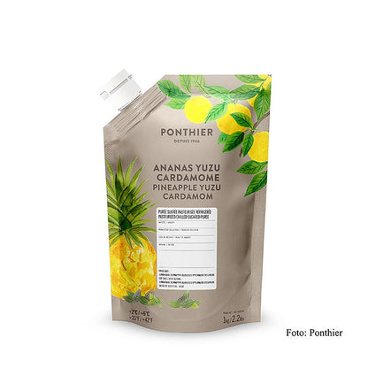 Ponthier Puré – ananas, yuzu, kardemumma & sockerpuré (cocktailbas), 1 kg
