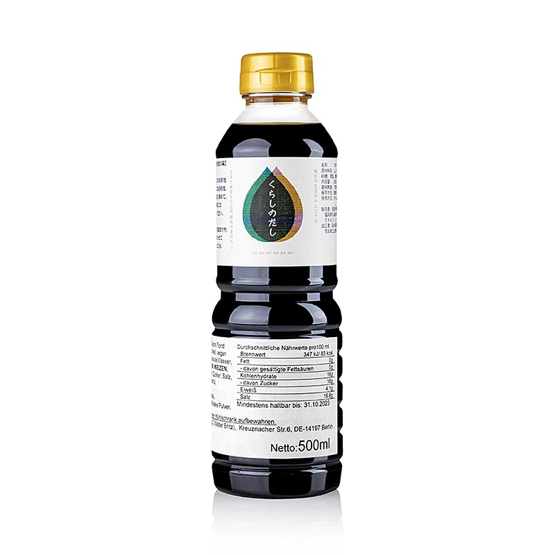 Dashi-buljongkoncentrat, mörk, vegansk, Fueki-Shoyu, Japan, 500 ml