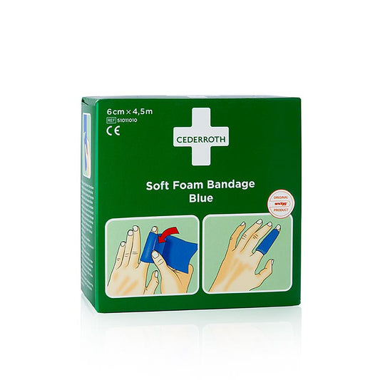 Cederroth – Soft Foam-bandage, blå, 6 x 40 cm (51011010), 10 st