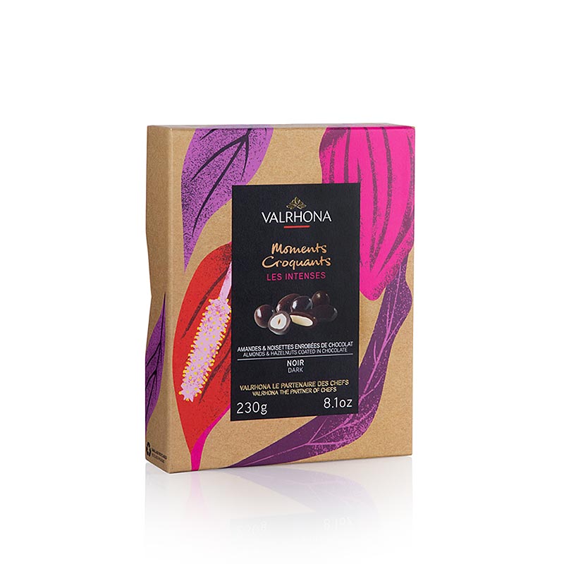 Valrhona Equinoxe-kula, mandlar & hasselnötter i mörk choklad (33899), 230 g