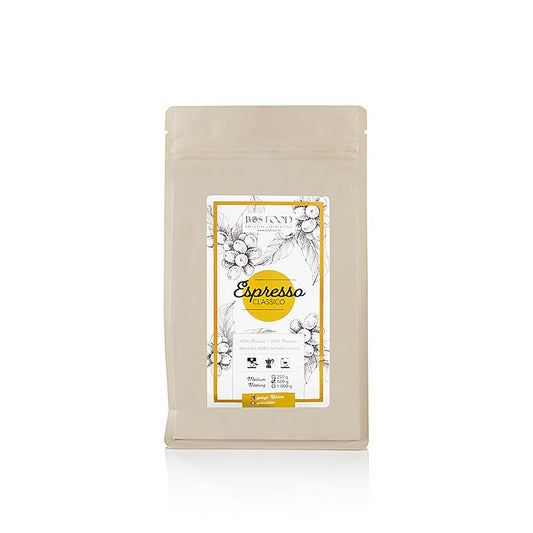 CHEF FOOD – Espresso Classico, kaffeblandning med 20 % Robusta, hela bönor, 500 g
