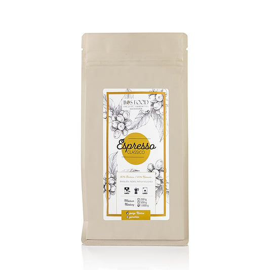CHEF FOOD – Espresso Classico, kaffeblandning med 20 % Robusta, hela bönor, 1 kg