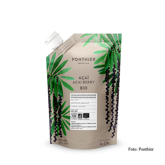 Ponthier Acai-puré, 100 % frukt, osötad, ekologisk, 1 kg