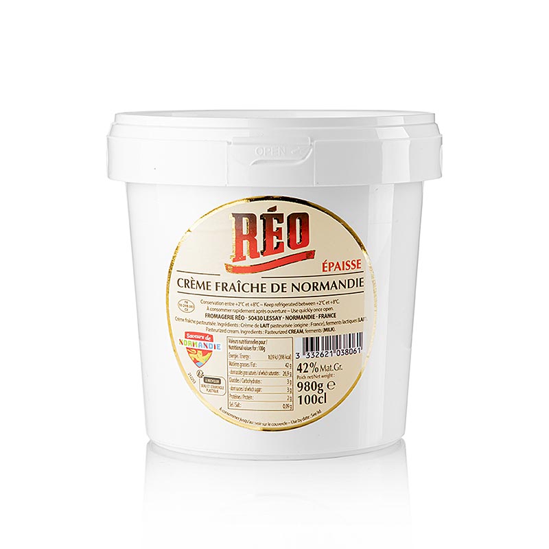 Crème fraîche, "Crème Épaisse" från Normandie, RÉO, 42 % fett, 980 g