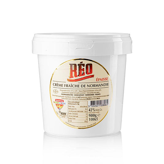 Crème fraîche, "Crème Épaisse" från Normandie, RÉO, 42 % fett, 980 g