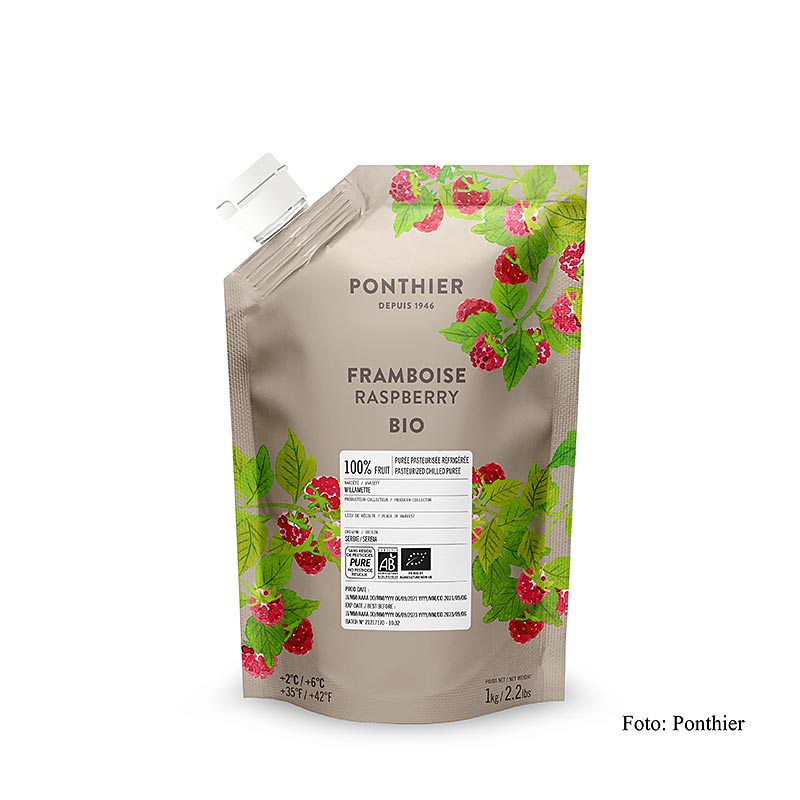 Ponthier hallonpuré, 100 %, ekologisk, 1 kg