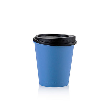 Återanvändbar kaffemugg "ToGo", 200 ml, blå med lock, 100 st