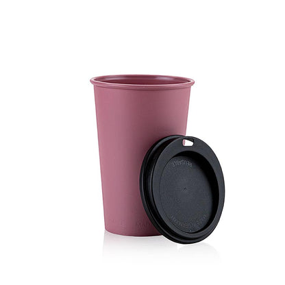 Återanvändbar kaffemugg "ToGo", 300 ml, röd med lock, 80 st