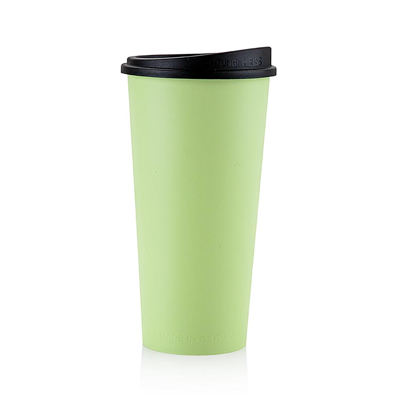 Återanvändbar kaffemugg "ToGo", 400 ml, grön med lock, 90 st