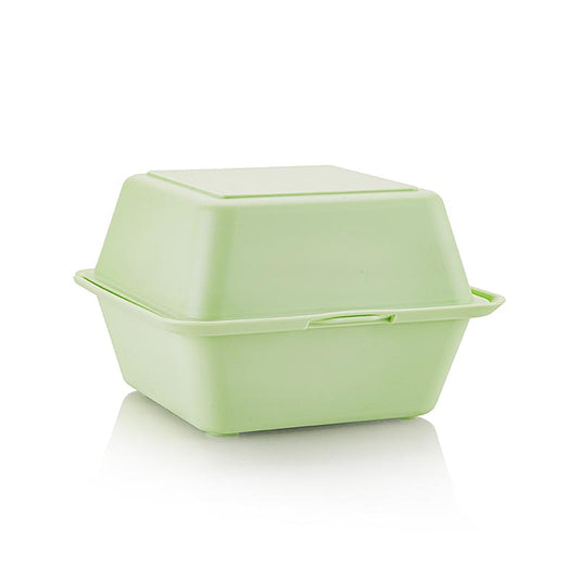 Återanvändbar takeaway-burgarlåda, 157x157x104 mm, grön, 50 st