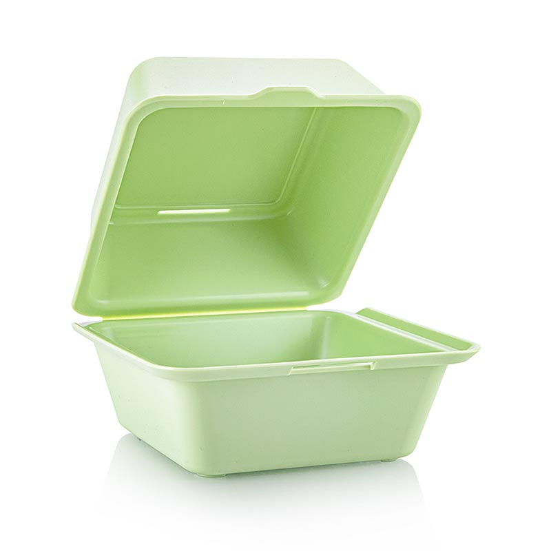 Återanvändbar takeaway-burgarlåda, 157x157x104 mm, grön, 50 st