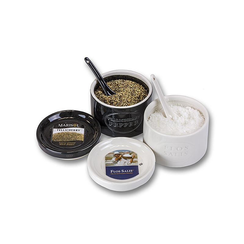 Keramikset, Marisol Flos Salis® 100 g & Tellicherrypeppar 70 g, 170 g, 2 tlg.