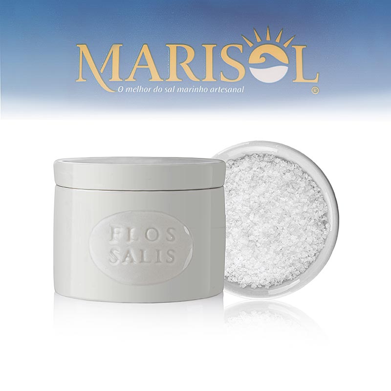 Bordsaltbehållare – rund – ”Flos Salis®”, Flor de Sal, liten, ekologisk, 100 g