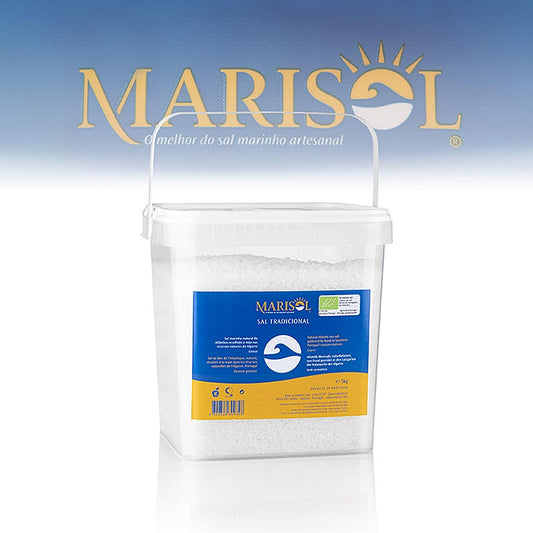 Marisol® Sal Tradicional havssalt, grovt, vitt, fuktigt, CERTIPLANET, ekologiskt, 5 kg
