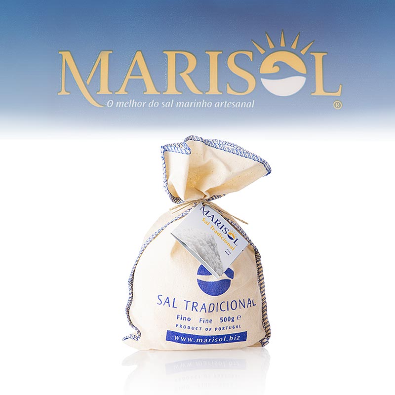 Marisol® Sal Tradicional havssalt, fint, vitt, fuktigt, CERTIPLANET, ekologiskt, 500 g