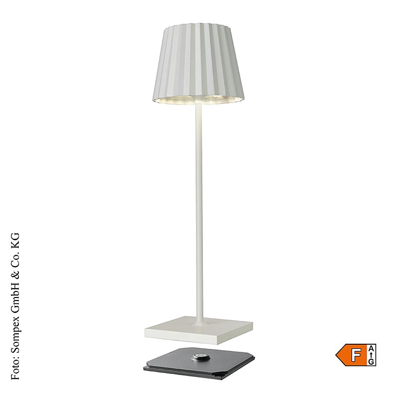 Bordslampa "TROLL 2.0 Outdoor", med batteri, 38x10x11 cm, aluminium, vit (78170), 1 St