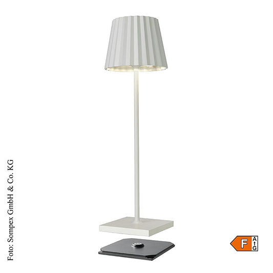 Bordslampa "TROLL 2.0 Outdoor", med batteri, 38x10x11 cm, aluminium, vit (78170), 1 St