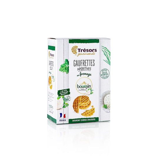 Barsnack Trésors – franska mini-våfflor med Boursin-ost (färskost med örter), 60 g