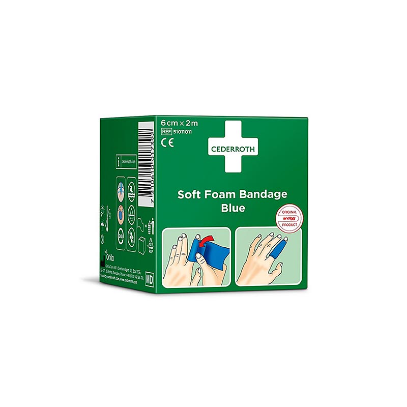 Cederroth – Soft Foam Bandage, blå, 6 cm x 2 m (51011011), 2 m