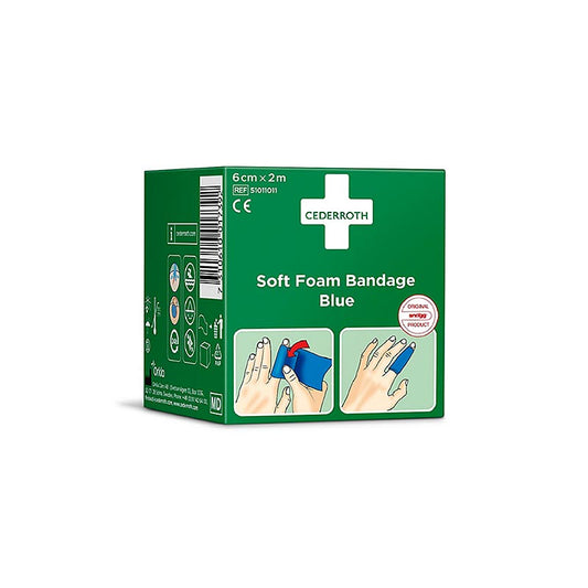 Cederroth – Soft Foam Bandage, blå, 6 cm x 2 m (51011011), 2 m
