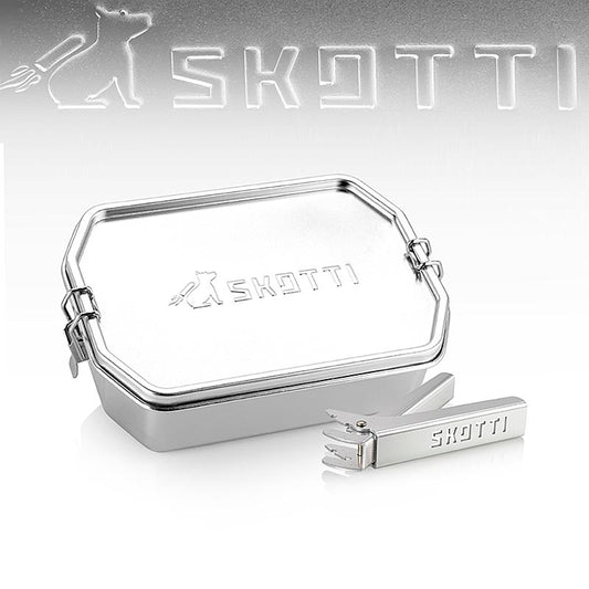 SKOTTI Boks 1L, rostfri låda, + aluminiumtång, 1 st