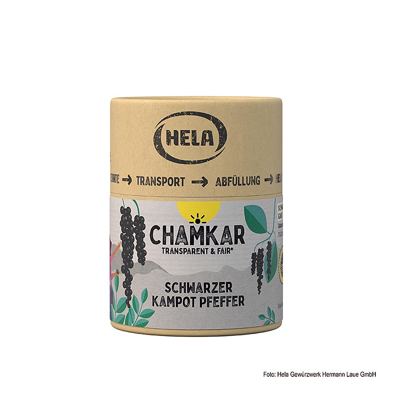 HELA Chamkar – Svart Kampotpeppar, torkad, hel, g.g.A., 100 g