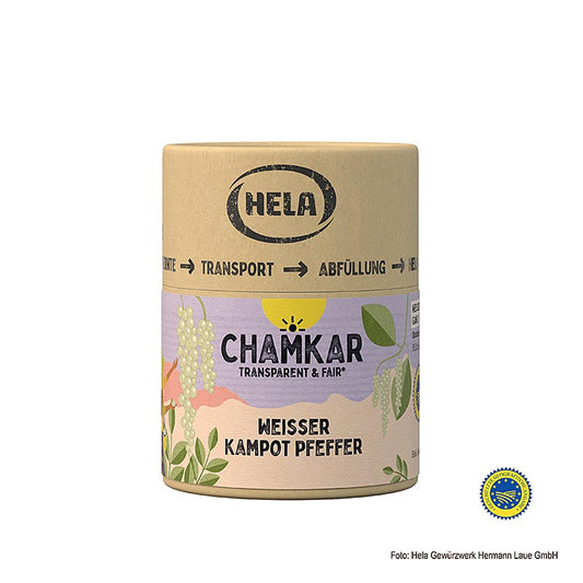 HELA Chamkar – Vit Kampotpeppar, torkad, hel, g.g.A., 110 g