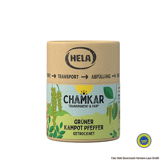 HELA Chamkar – Grön Kampotpeppar, torkad, hel, g.g.A., 25 g