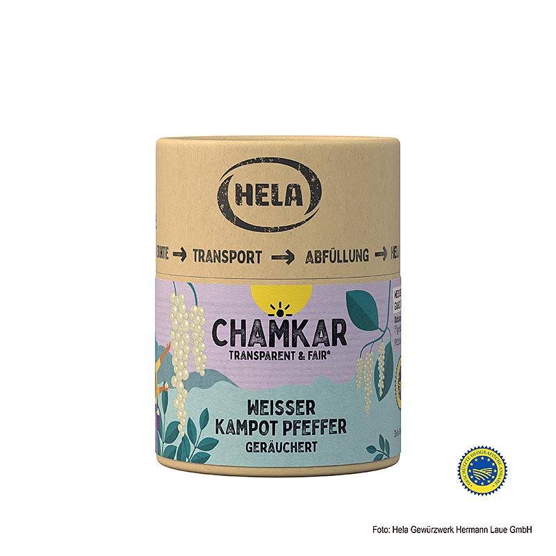 HELA Chamkar – Vit Kampotpeppar, rökt, hel, g.g.A., 100 g