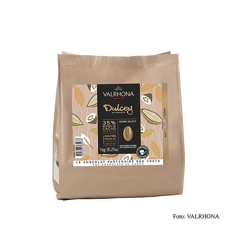 Valrhona Dulcey, blond choklad 35 %, callets (31834), 1 kg
