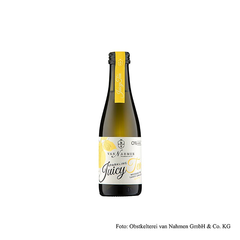 van Nahmen - Sparkling Juicy Tea - vit te - Tahiti-vanilj - kvitten, ekologisk, 200 ml