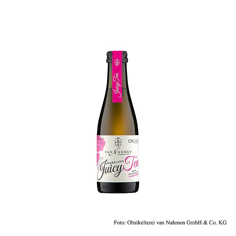 van Nahmen – Sparkling Juicy Tea – ros – Darjeeling-te – rabarber, ekologisk, 200 ml