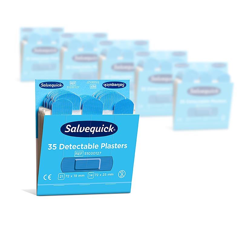 Cederroth – Blue Detectable plåster, påfyllningsförpackning, 6 x 35 stycken (510, 1 St