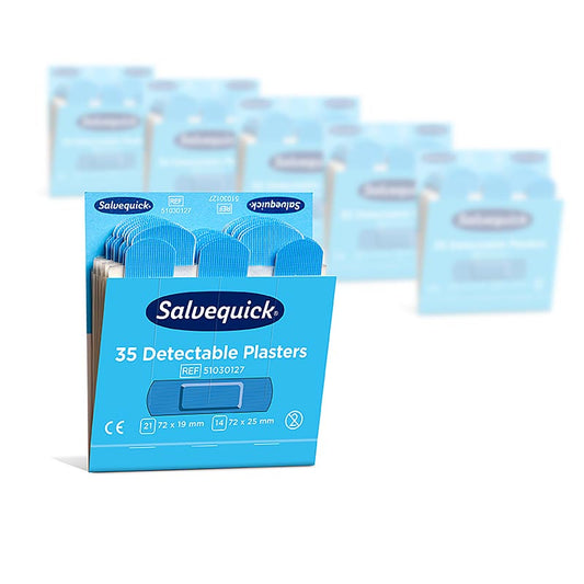 Cederroth – Blue Detectable plåster, påfyllningsförpackning, 6 x 35 stycken (510, 1 St