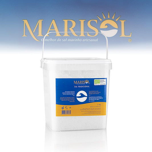 Marisol® Sal Tradicional havssalt, medelstort, vitt, fuktigt, CERTIPLANET, ekolo, 5 kg