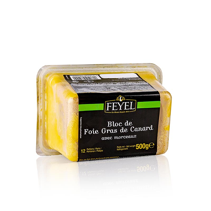 Anka-foie gras-block, med bitar, Feyel, 500 g