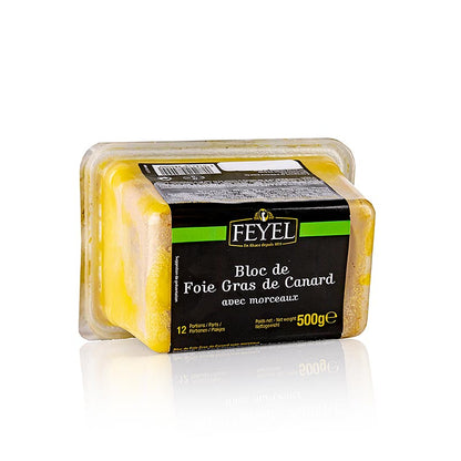 Anka-foie gras-block, med bitar, Feyel, 500 g