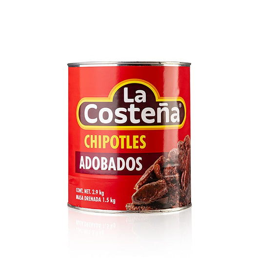 Chipotle-chilipeppar, rökt, i adobosås, La Costena, 2,8 kg