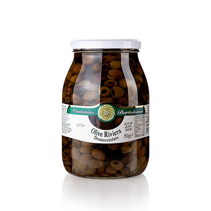 Venturino Denocciolate Riviera-oliver i olivolja, urkärnade, 950 g