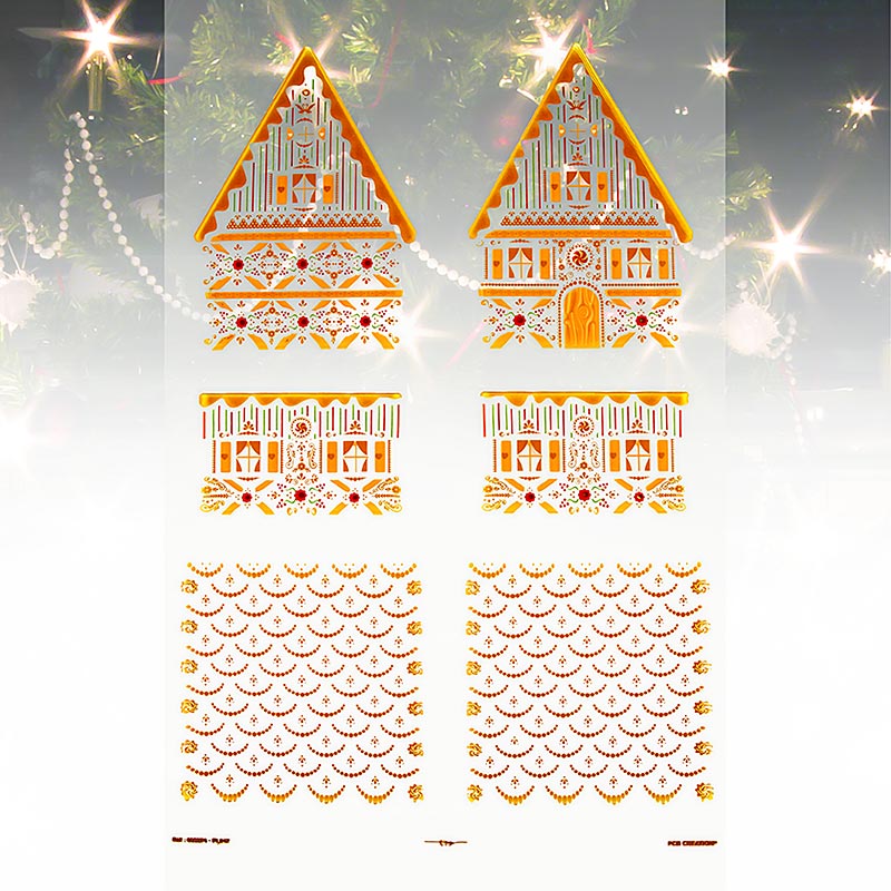 Avdragbar folie "Pepparkakshus" för choklad, enskilda delar, 11x11,5x15,5 cm, 4 St