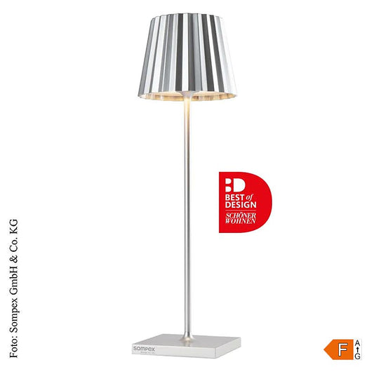 Bordslampa "TROLL 2.0- Outdoor", med batteri, 38x10x10 cm, aluminium, silver (78, 1 St