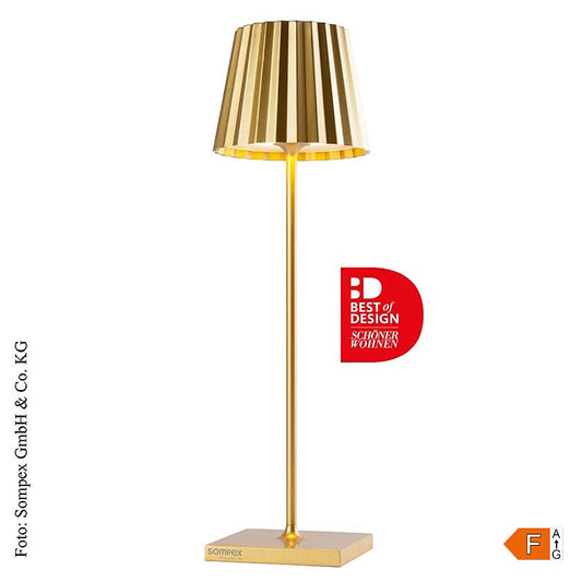 Bordslampa "TROLL 2.0- Outdoor", med batteri, 38x10x10 cm, aluminium, guld (7818, 1 St