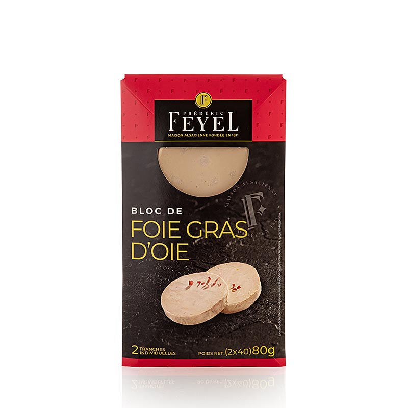 Gåsleverblock, Foie Gras, 2x40 g i skivor, Feyel, 80 g, 2 st