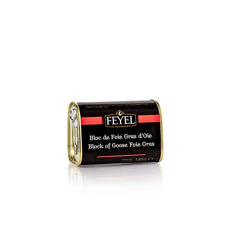 Gåsleverblock, Foie Gras, trapezformad burk, Feyel, 145 g