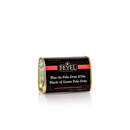 Gåsleverblock, Foie Gras, trapezformad burk, Feyel, 145 g