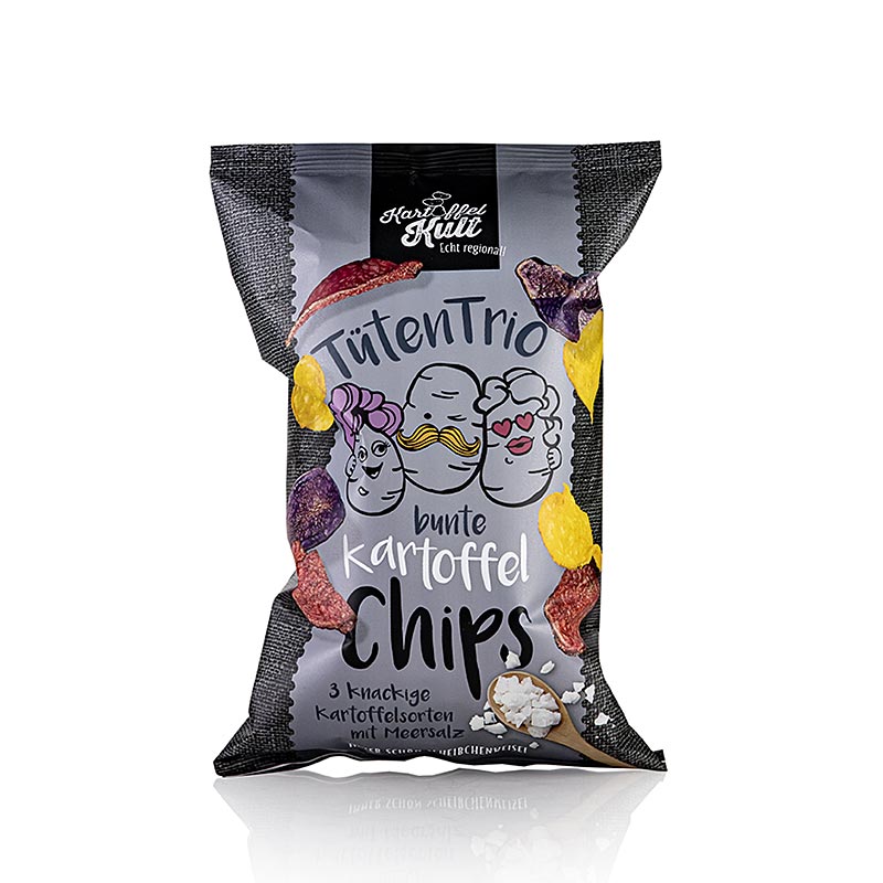 Kartoffelkult – potatischips av färgglada potatisar med havssalt, 90 g