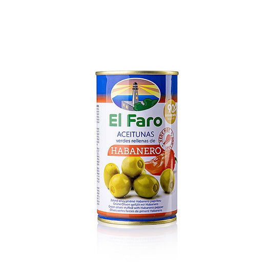 Gröna oliver, med habanerochili, El Faro, 350 g