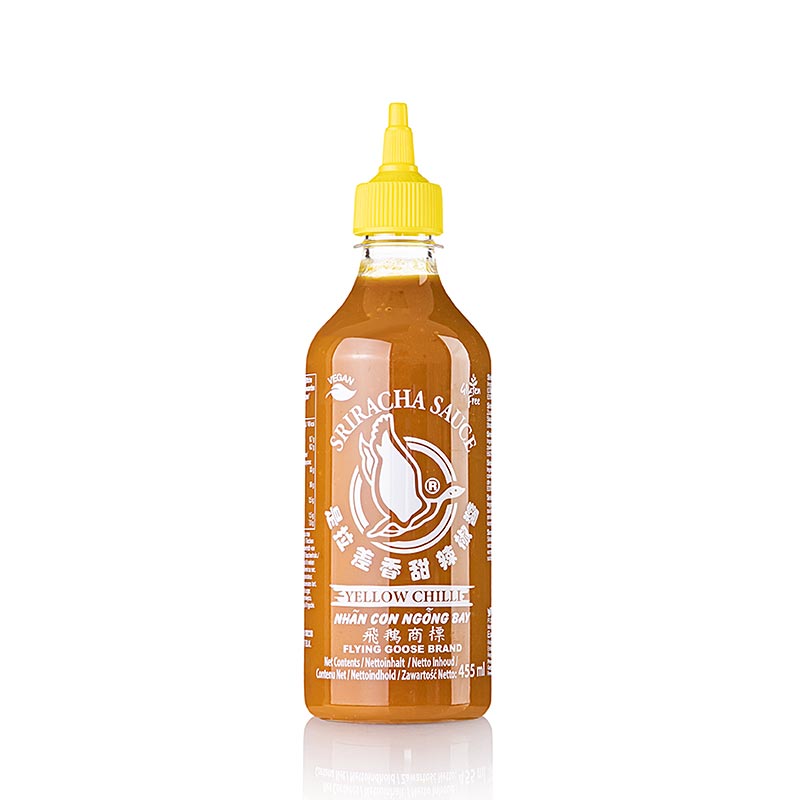 Sriracha chilisås, av gul chili, Flying Goose, 455 ml