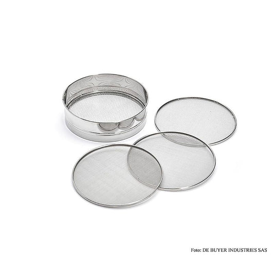 Köks-/mjölsikt i rostfritt stål (ø20, maskor 3, 2, 1 & 0,5 mm, 1 St
